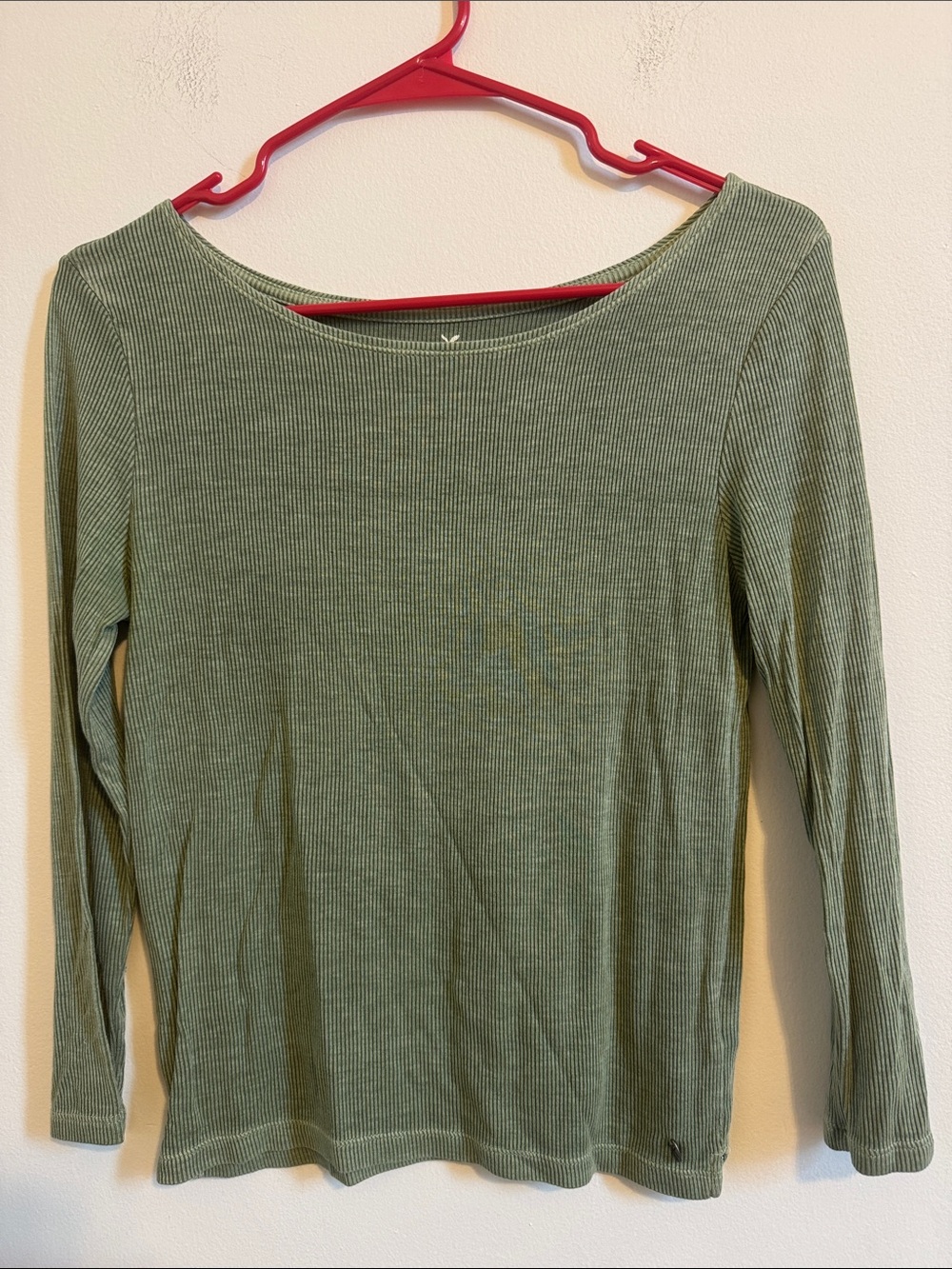 American Eagle Outfitters Ribbed Long Sleeve Top - Sage Green